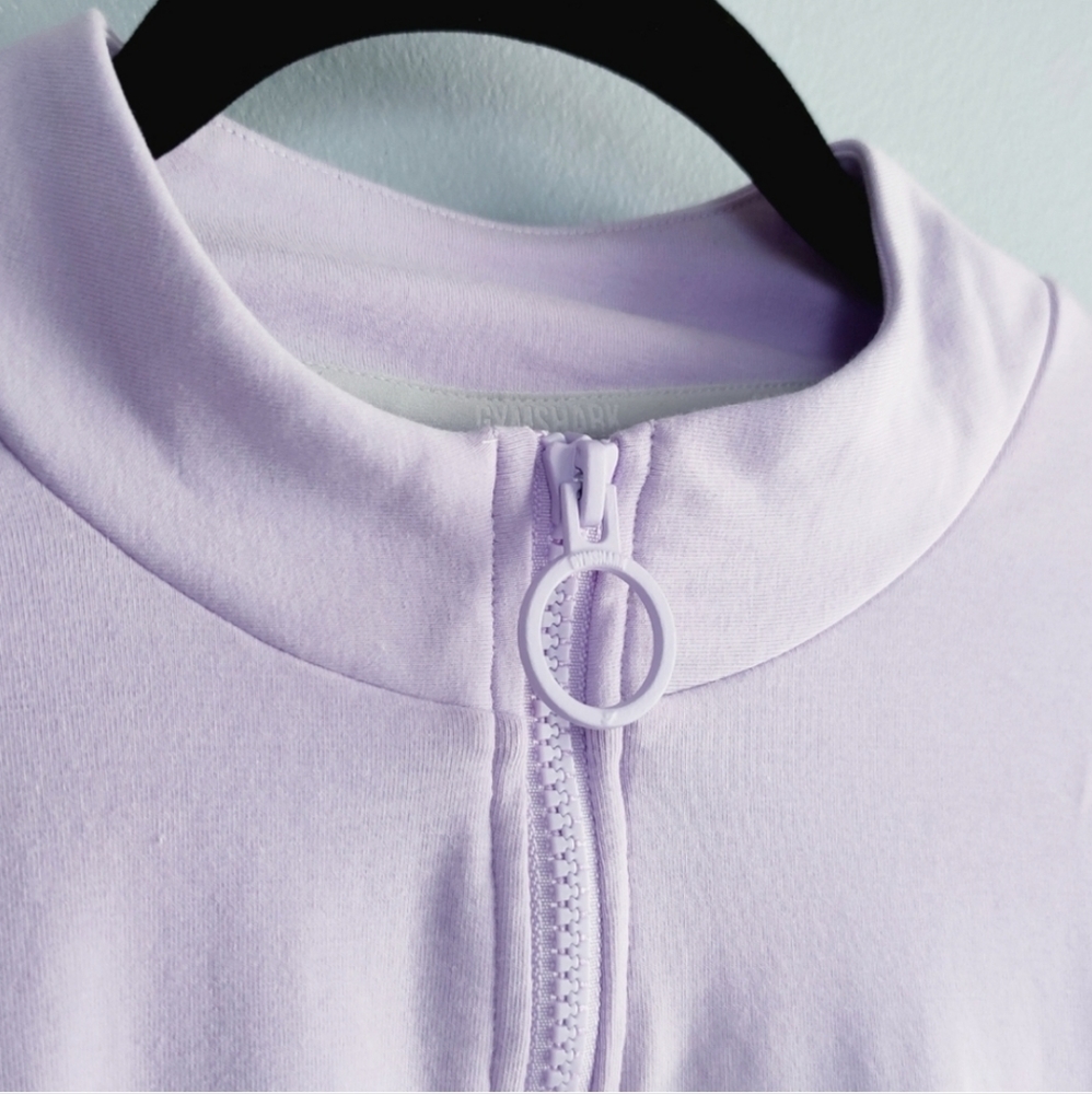 Gymshark Recess 1/2 Zip Tee sz SMALL light purple croptop fitness apparel cute - Picture 4 of 13